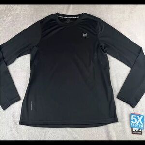 Mission Vaporactive Mens Long Sleeve  Black Alpha Crew Shirt Size Small
